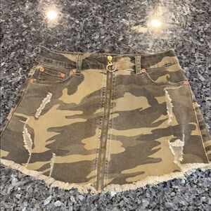 Dance & Marvel Tan Cargo Mini Skirt Casual